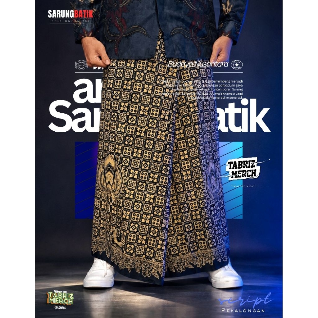 SARUNG BATIK CAP MOTIF TIRTA BAHAN KATUN SANFORES PREMIUM HALUS TEBAL TEMBUS LUAR DALAM Muslim Santr