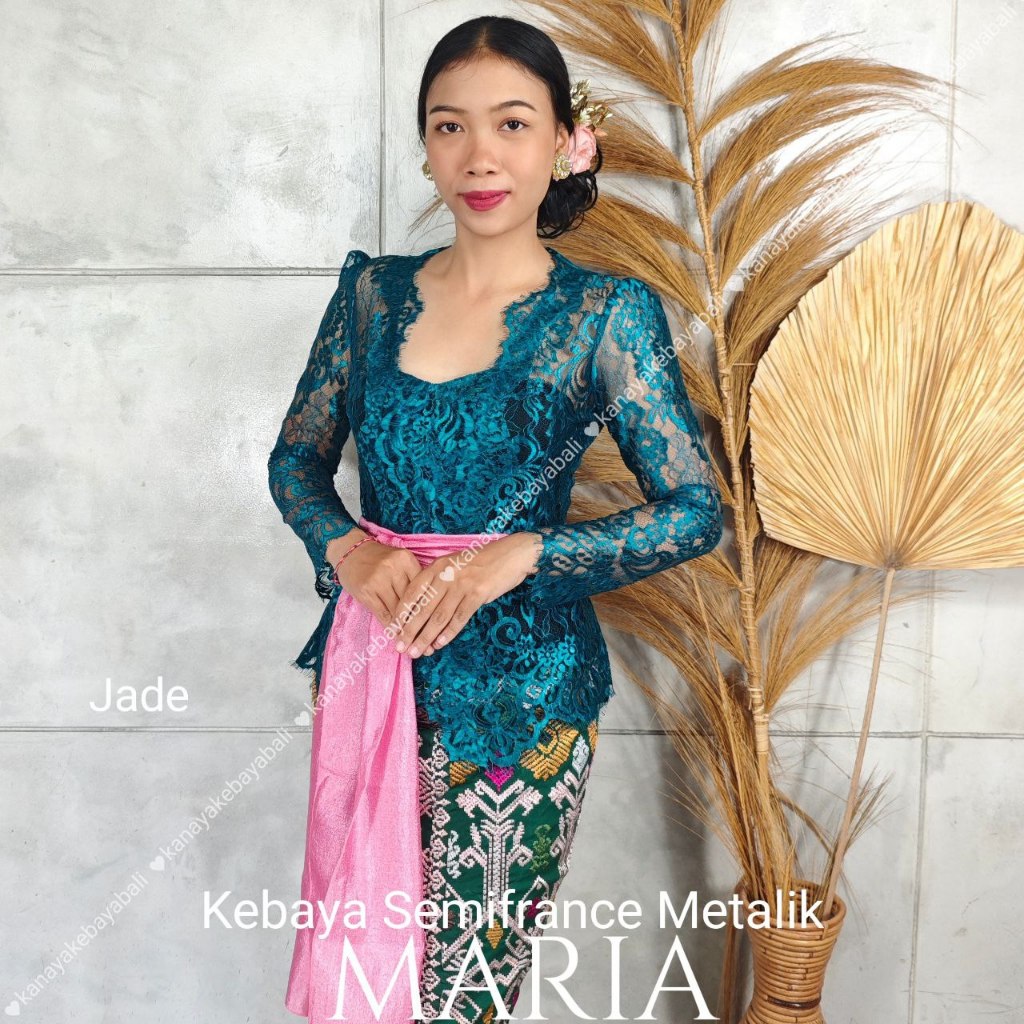 (HANYA KEBAYA) Atasan Baju Kebaya Jadi Brokat Semifrance Metalik Maria Kebaya Bali Modern Wisuda