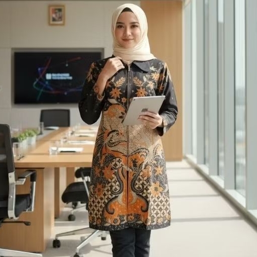 Tunik Zahra Kain Katun Lengan Panjang Lapisan Tricot