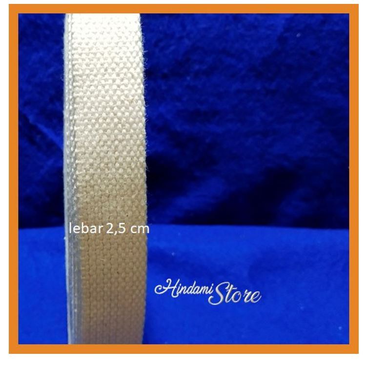TALI WEBBING MOTIF 204 LEBAR 2,5 CM KATUN TALI TAS PUTIH TULANG RAW WHITE 1  ROL