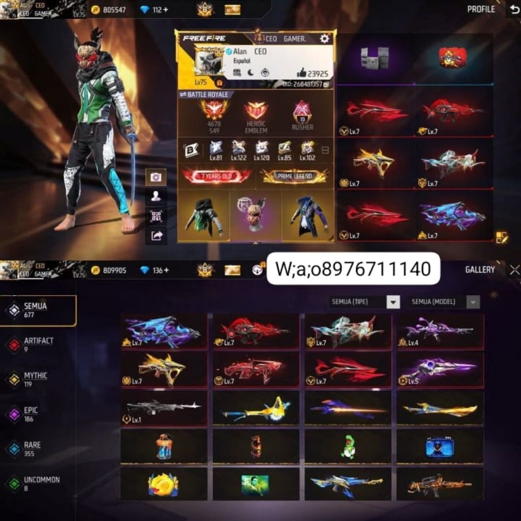 Akun free fire ,ff murah sultan season old terlaris bisa bayar di tempat