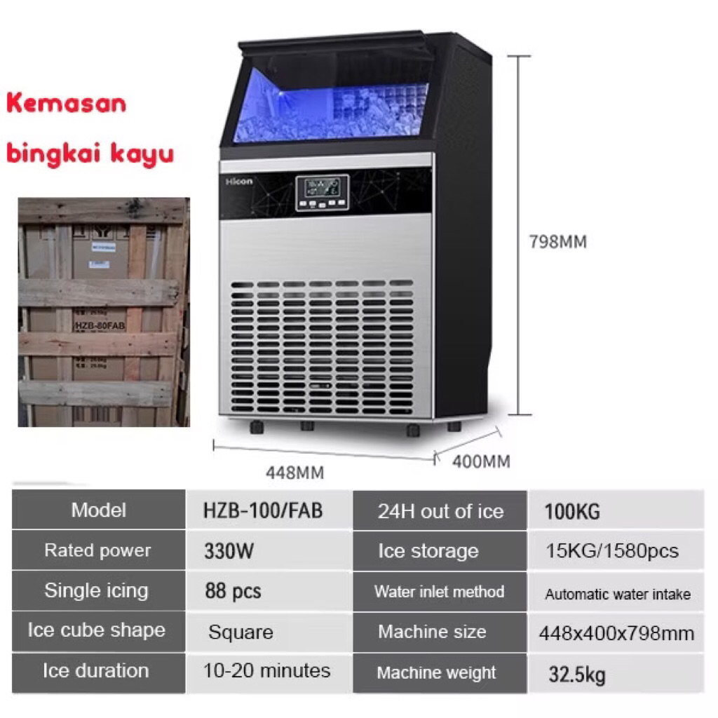 (Used) HICON Mesin Pembuat Es Kristal Cube 100kg/day