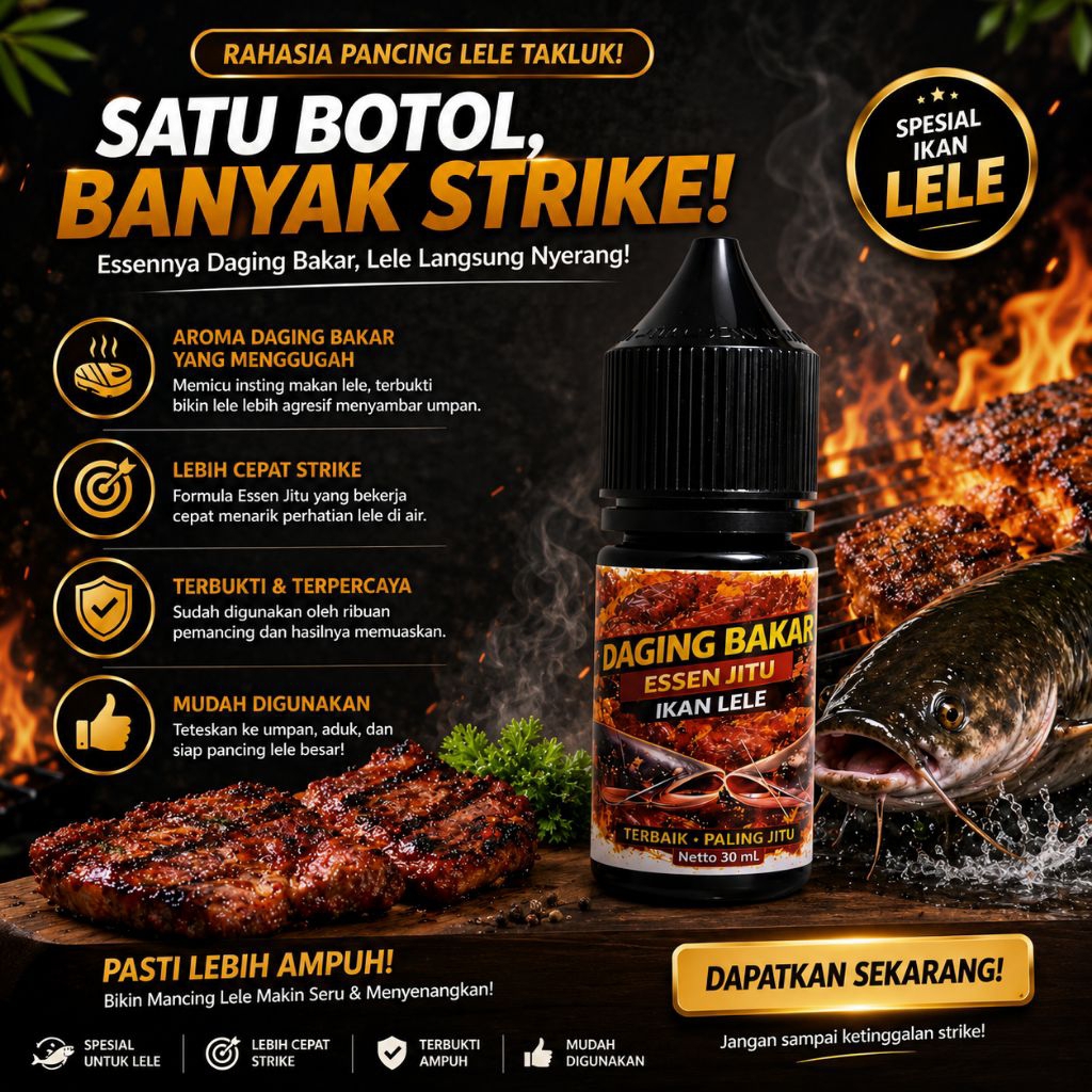 esen daging bakar ikan Lele premium 100% original 30ml (BELI 1 GERATIS 1)esen jitu ikan Lele galatam