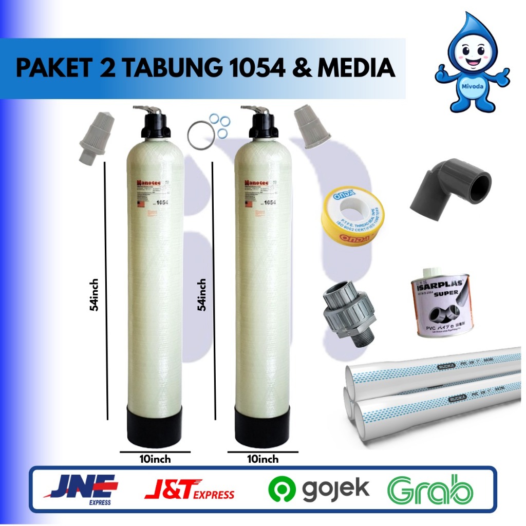 PAKET FILTER AIR 2 TABUNG 1054 & MEDIA