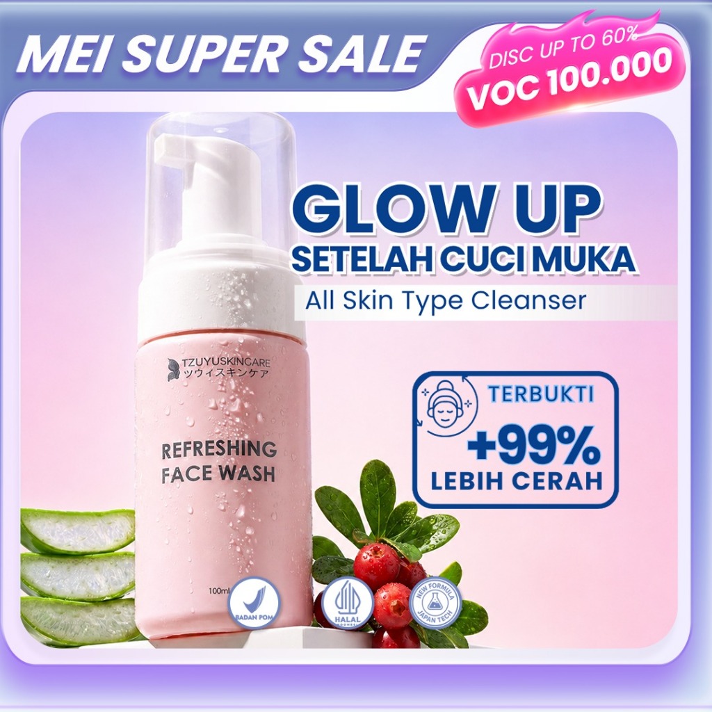 TZUYU SKINCARE Refreshing Face Wash Gentle Cleanser Facial Foam Whitening Glowing Sabun Cuci Muka
