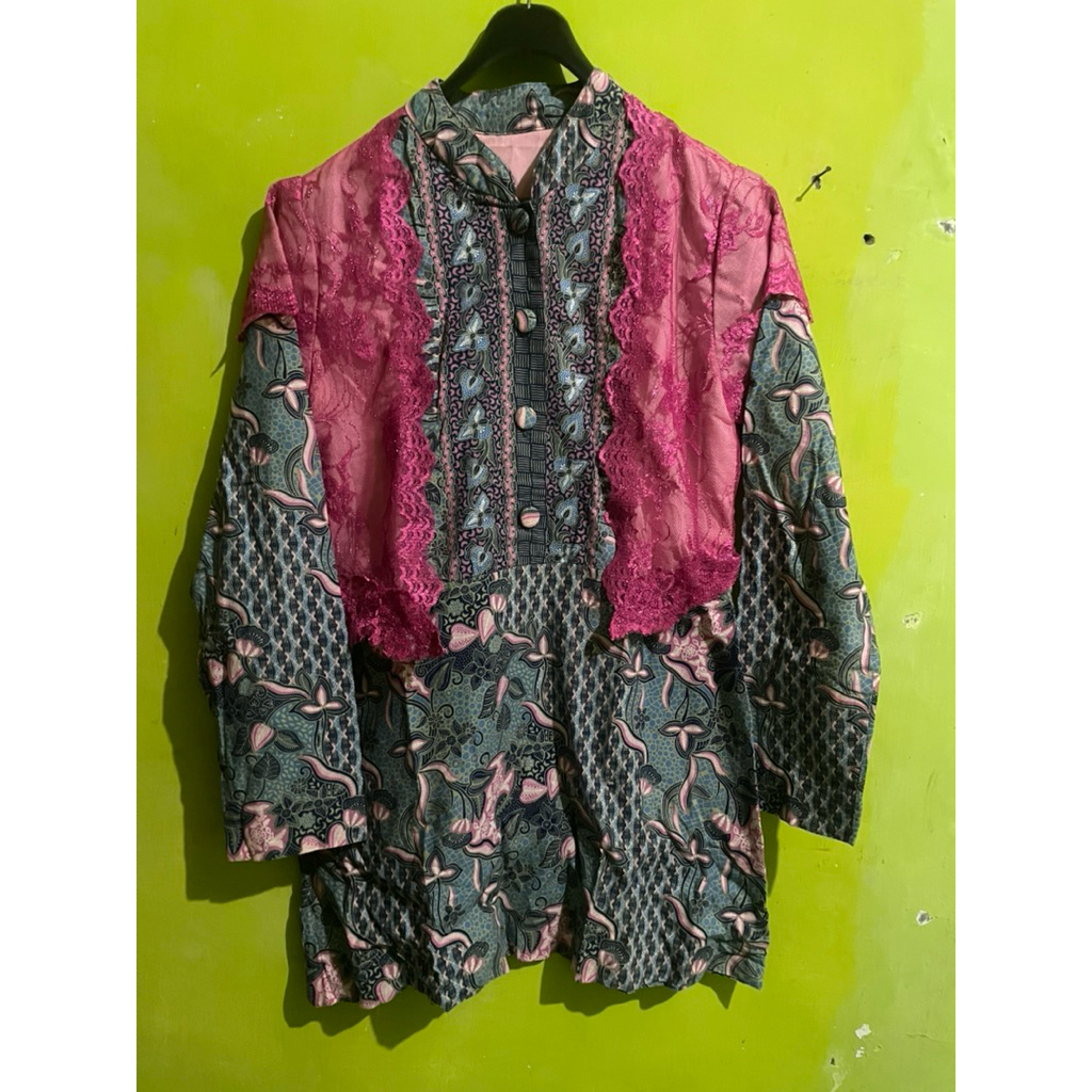 PL preloved blus batik kombinasi brokat