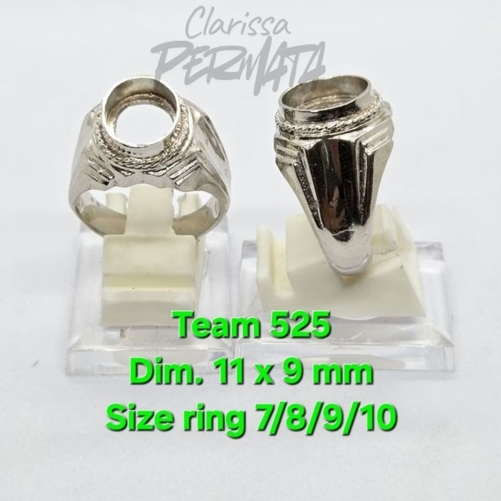 Ring emban alpaka super dim 11x9 tanam motif polos cekung / pengikat ring cincin batu akik eceran el