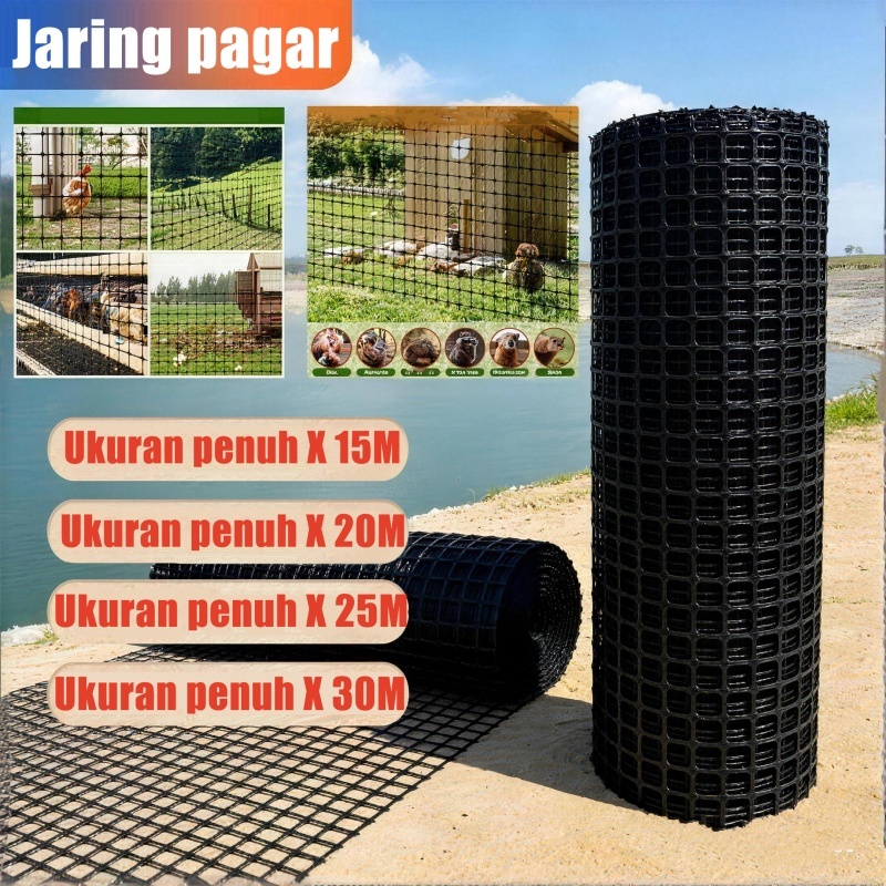 Jaring Kandang Ayam Plastik HDPE, Panjang 10-30M. Bahan: HDPE. Mudah dipotong, cocok untuk kandang a