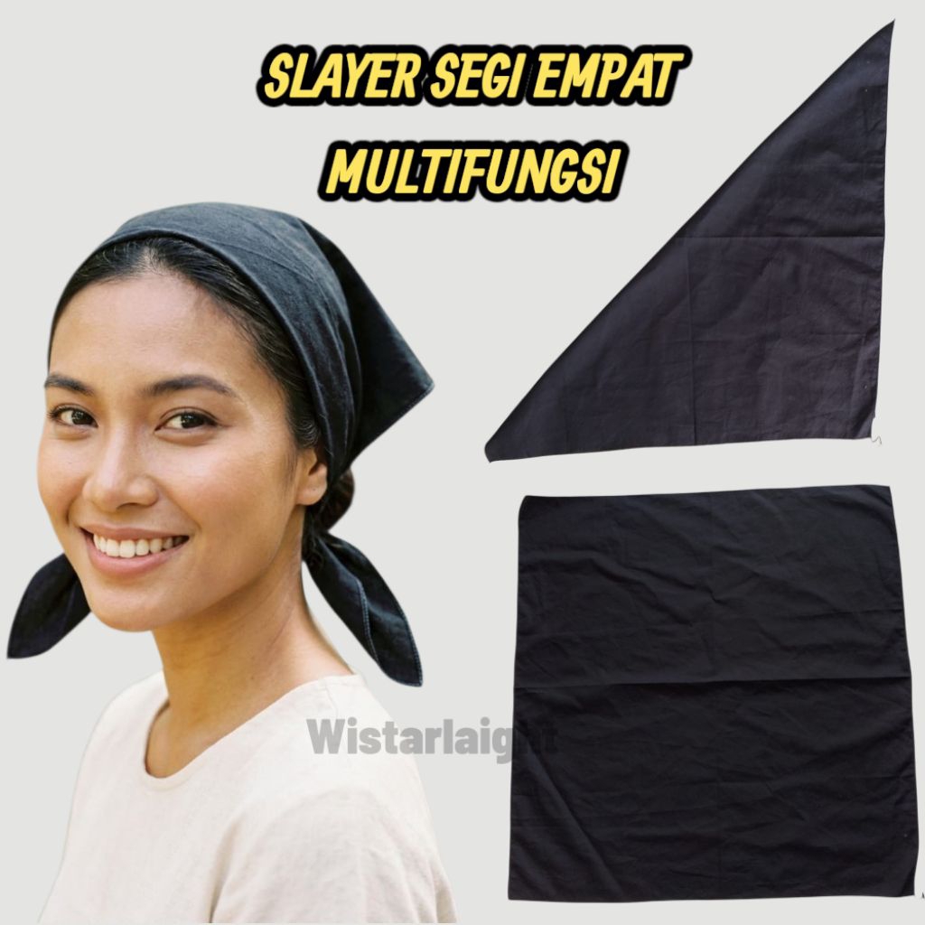 Slayer Bandana Segi Empat Hitam Polos Slayer Scraf Saputangan Hitam Polos Ukuran 50 × 50 cm