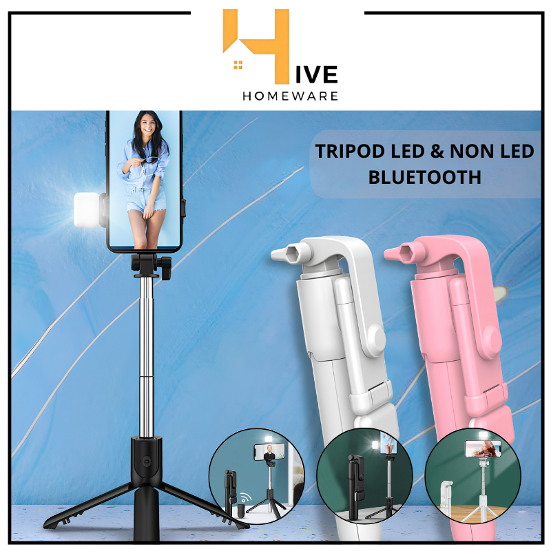 HIVE  Tripod Led & Non Led Selfie Stick Tongsis Bluetooth Tongkat Selfie Bluetooth Plus Remot Selfie