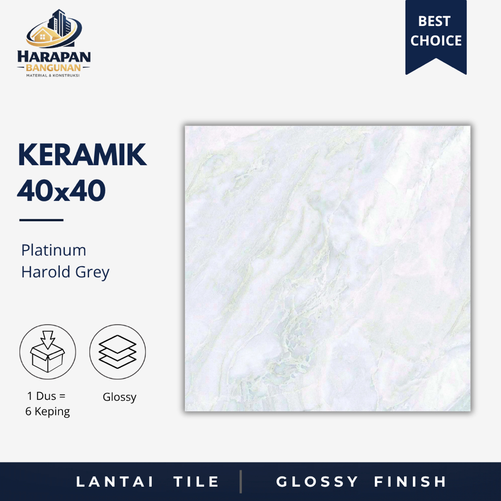 Keramik Lantai 40x40 Platinum Harold Grey 1 Dus 6 Keping Marble Gading 40 x 40