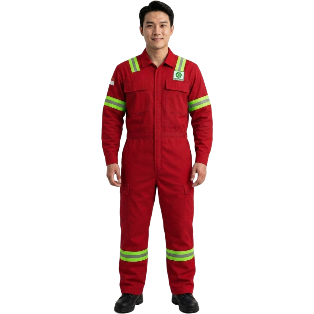 wearpack coverall safety baju seragam proyek warna Merah M -3XL