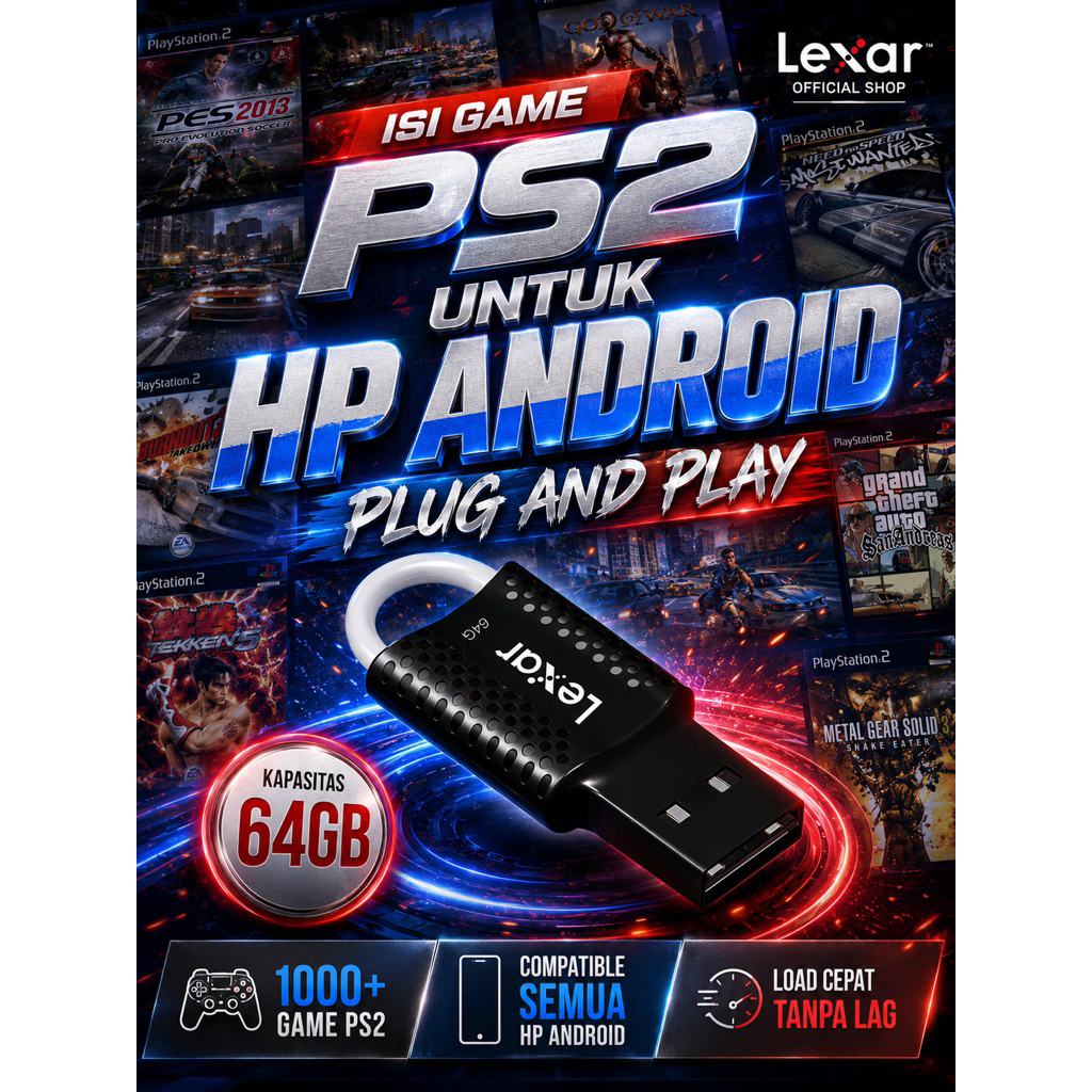 Flashdisk Isi Game PS 2 Untuk HP Android plug and play