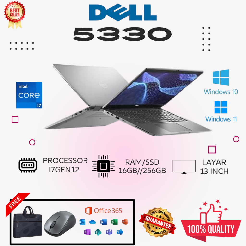 READYY LAPTOP SECOND BERGARANSI DELL LATITUDE 5330 I7 GEN 12 RAM 16GB SSD 256GB/512GB LAYAR 13 INCH 