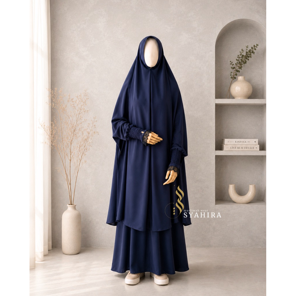 Syamila Set - Gamis Set by syahira (Gamis Fortaleza - Jetblack - Marbella anti UV)