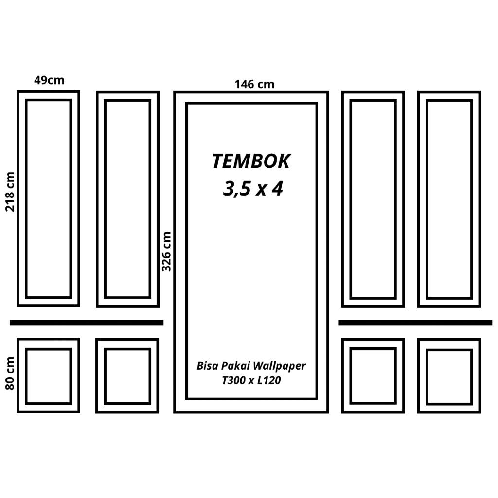 Paket Wall Moulding 3,5 x 4 Double Lis Non Kaca