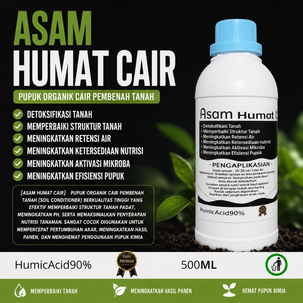 Asam humat Cair |Humic acid90% neto 500ml