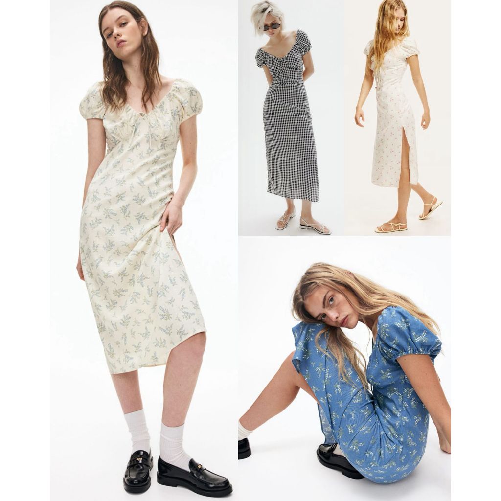 Dress Panjang Wanita Bahan Linen-Blend HM Tie-Detail Maxi Dress - 2425