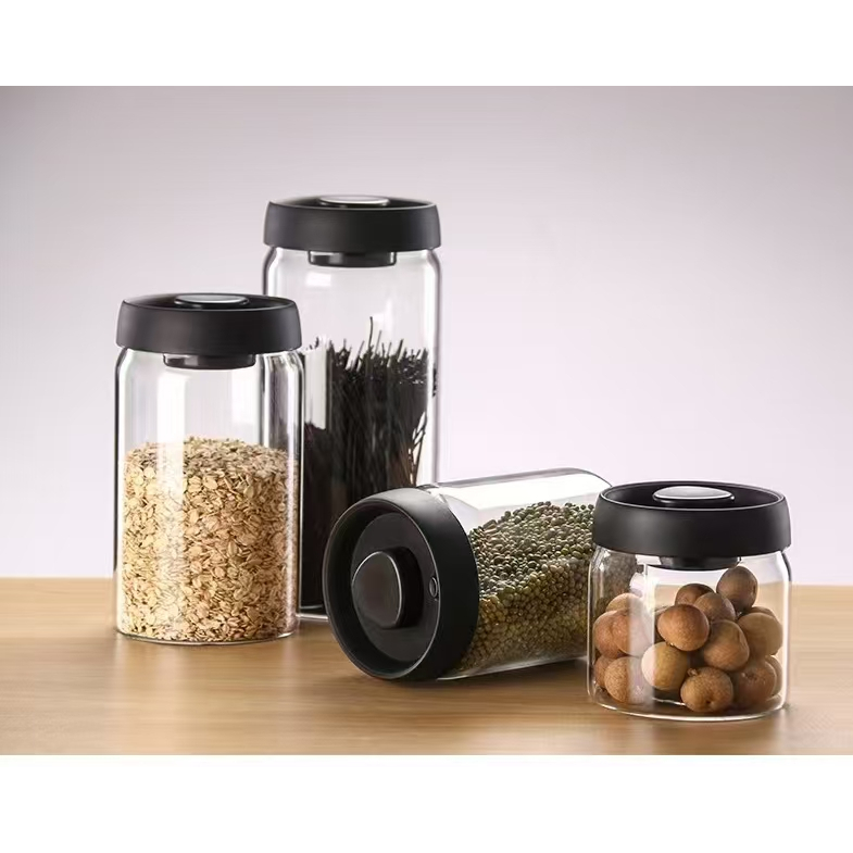 Trosten Coffee Beans Vacuum Glass Canister / Toples Kaca Tebal Biji Kopi Tutup Vakum Toples makanan 