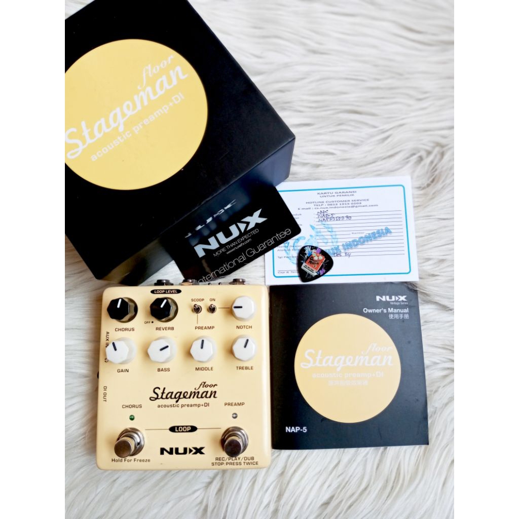 Nux Stageman Floor Acoustic Akustik Preamp DI Box Pedal Efek Gitar