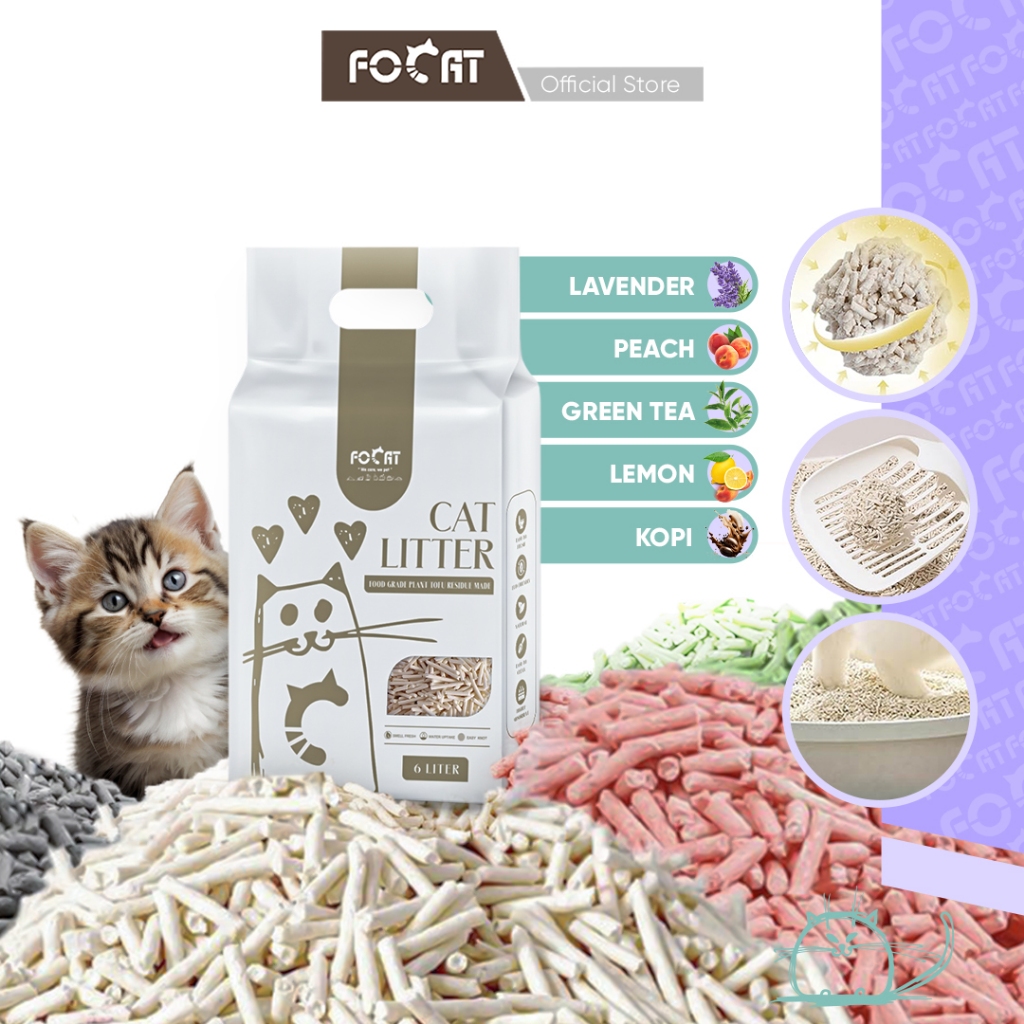 [PALING MURAH] FOCAT Pasir Kucing Tofu Wangi 6L N02 Cat Tofu Litter / Pet Litter Sand / Pasir Kucing Gumpal Anti Bau