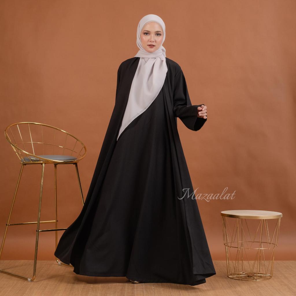 Mazaalatmodest - Baju Gamis Abaya Arab Turki Hitam Jetblack Premium