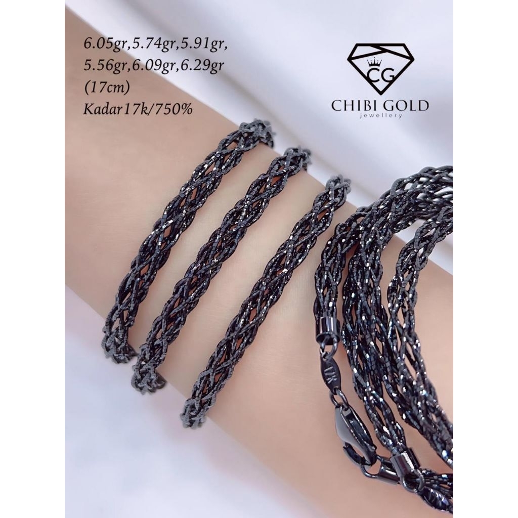 CHIBI GOLD - GELANG CHOKER EMAS HITAM EMAS 750 KADAR 17K GELANG COKER BLACK GOLD EMAS 750 KADAR 17K