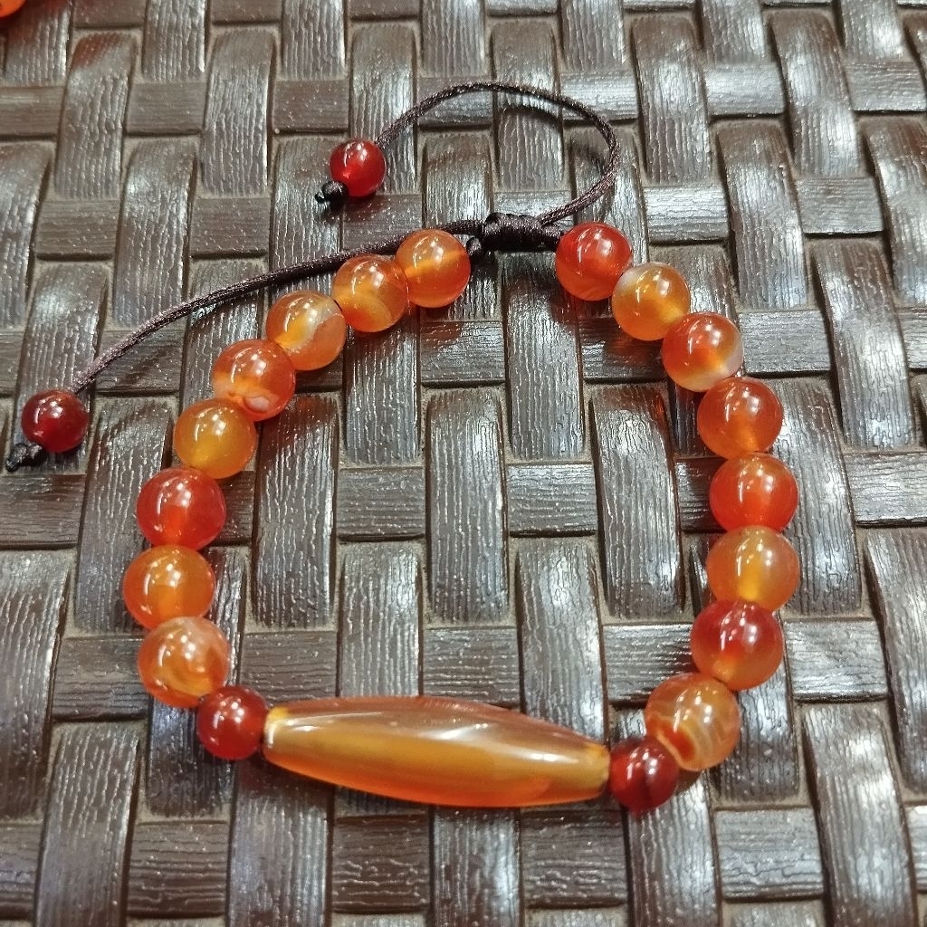 GELANG BATU LAMIANG KHAS KALIMANTAN 3 CM DAN BATU AKIK MANAU 8 MM LAMIANG ASLI BATU