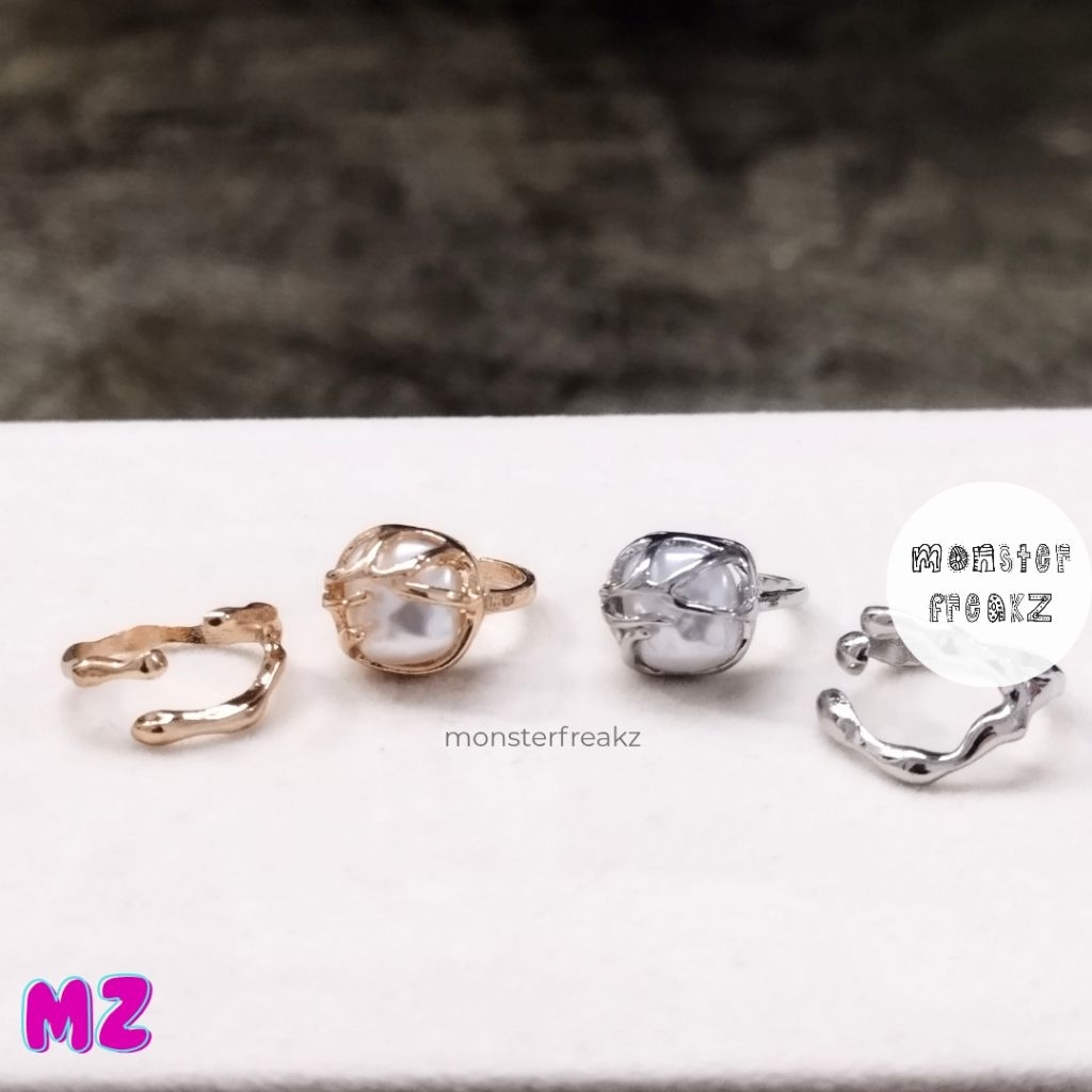 Tama Abstract Silver Ring Set | Cincin Perak Vintage Adjustable, Cincin Pria Wanita, Gaya Retro, Mod