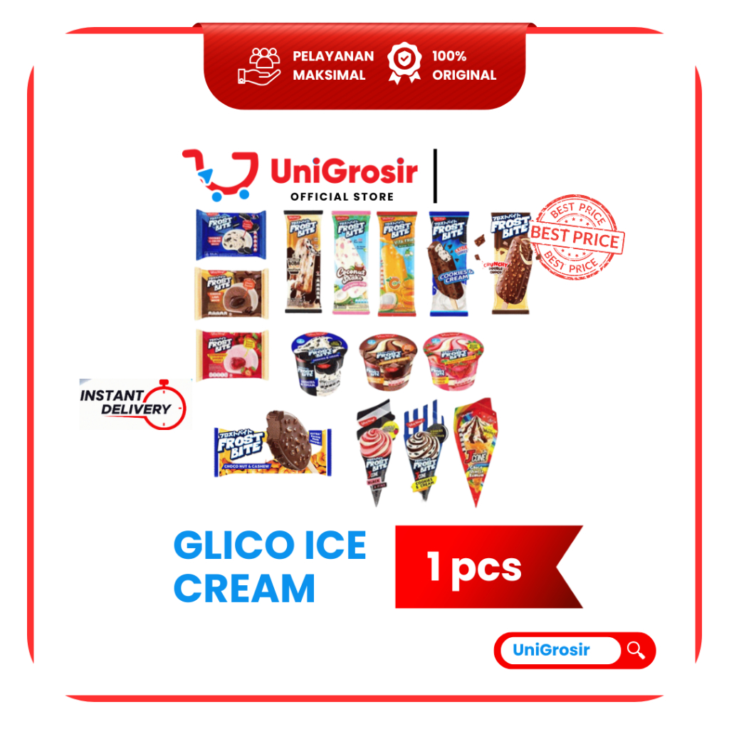 [UniGrosir] GLICO WINGS ICE CREAM ES KRIM FROST BITE BOBA MILK TEA | CHOCO LAVA | COOKIES CREAM MOCH