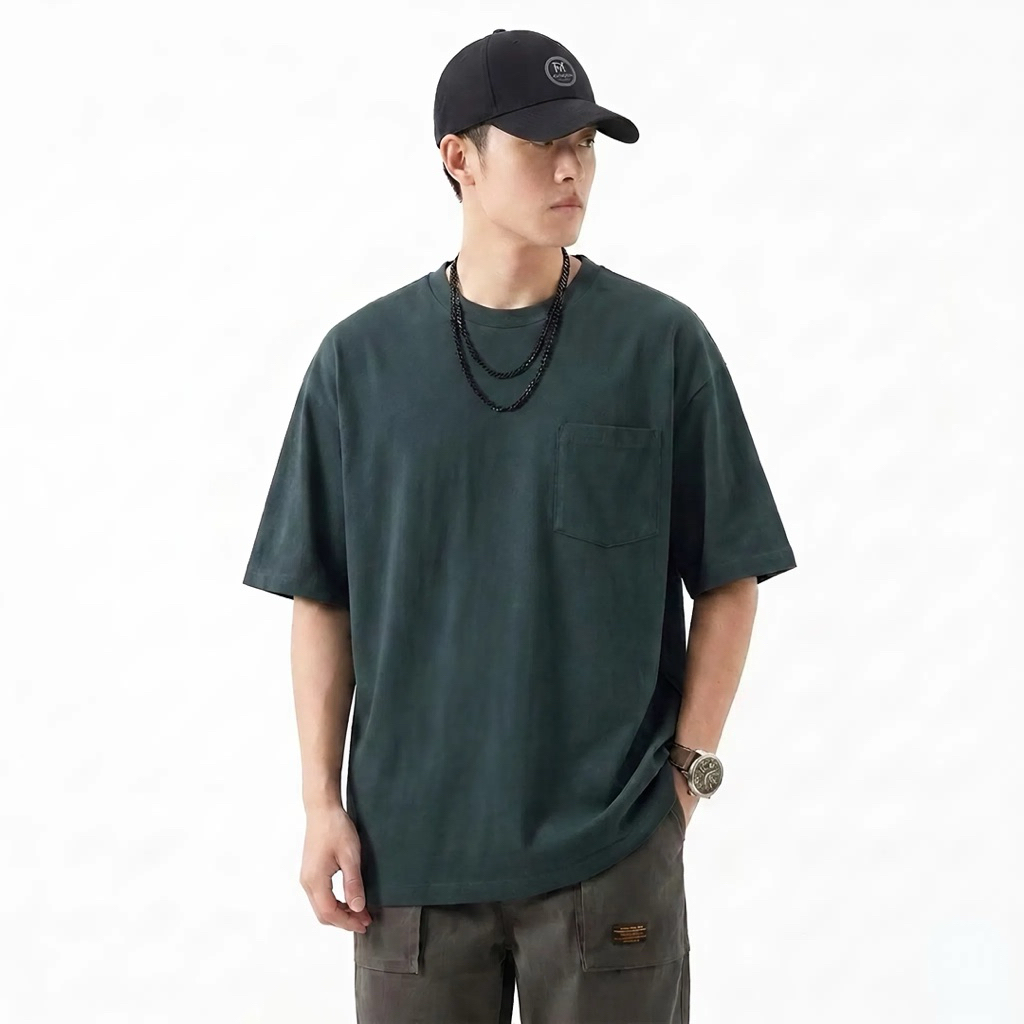 Progress man kaos polos model saku pria Oversize