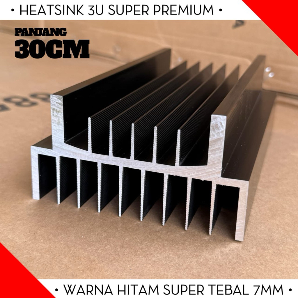 Heatsink / Pendingin 3u 30cm tebal 7mm warna hitam