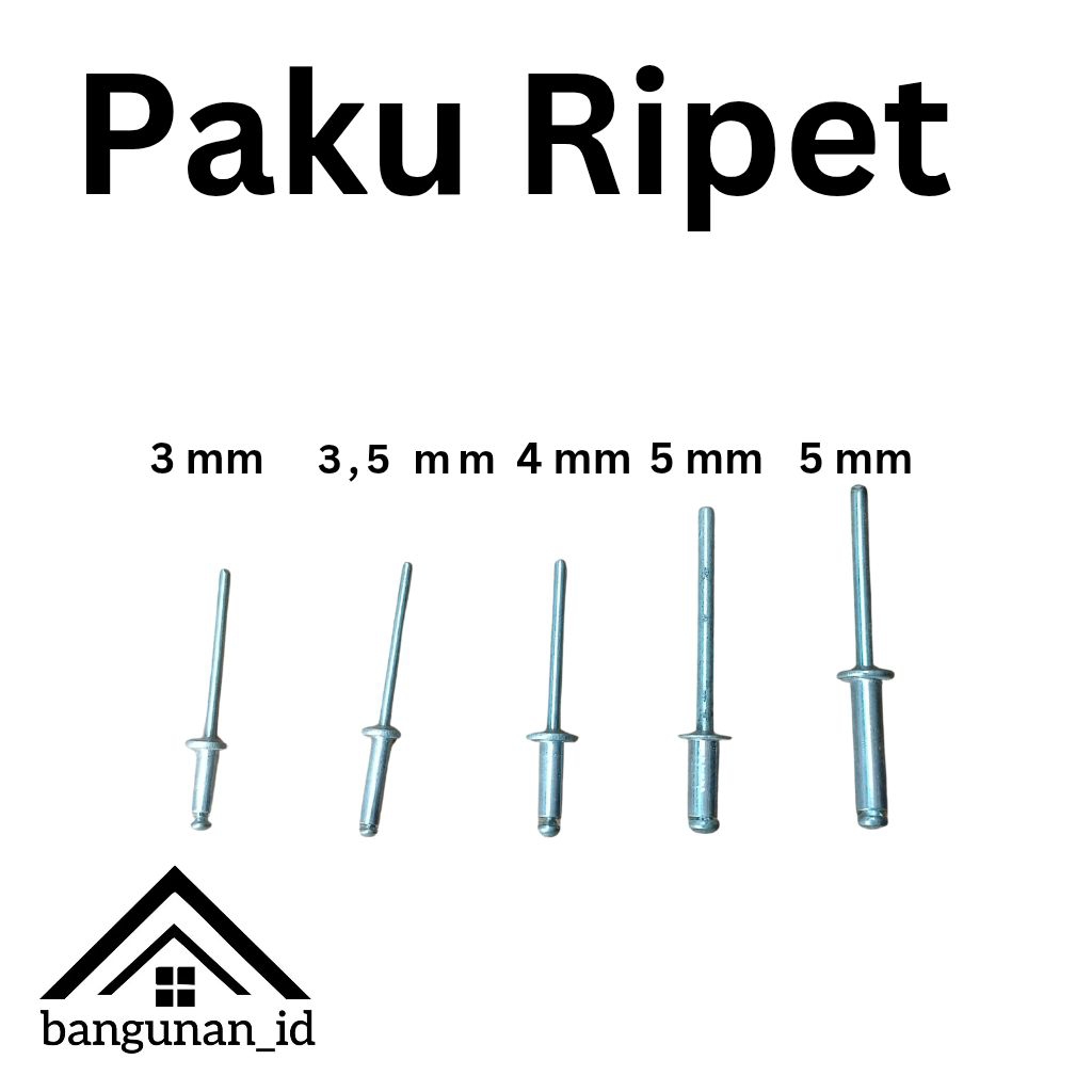 Paku rivet semua ukuran ready stock siap kirim paku ripet 3mm 3.5mm 4mm 4,5mm 5mm