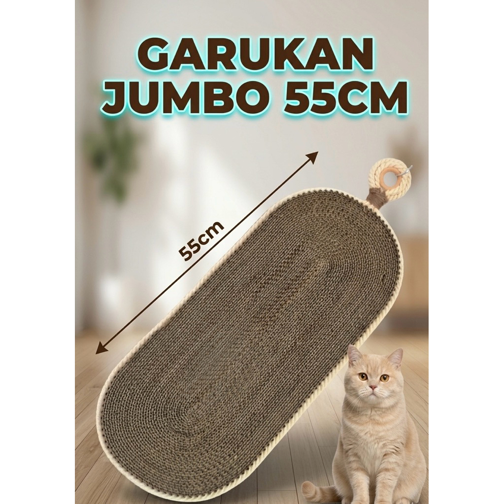 Garukan Kucing Besar Jumbo Oval Premium | Tempat Cakar & Tidur Kucing