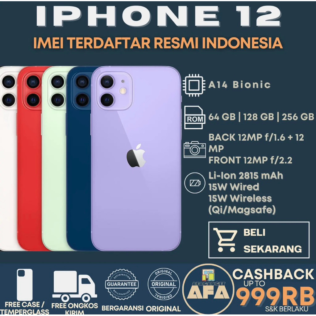 iPhone 12 64GB 128GB 256GB Beacukai Apple 12 64 128 256 GB