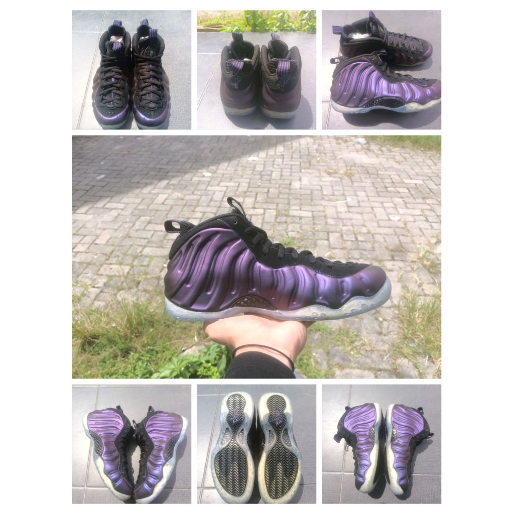 Sepatu Basket Nike Air Foamposite One Eggplant New Original Size 43 Insole 27 cm Full Set Box