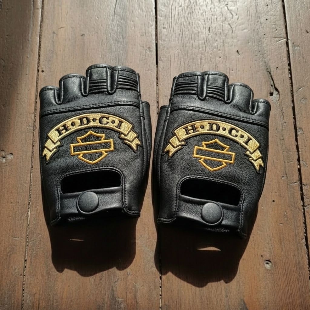 LEATHER GLOVE CUSTOM SARUNG TANGAN KULIT ASLI BIKER RIDING TOURING HARLEY ROYAL ENFIELD VESPA TRIUMP