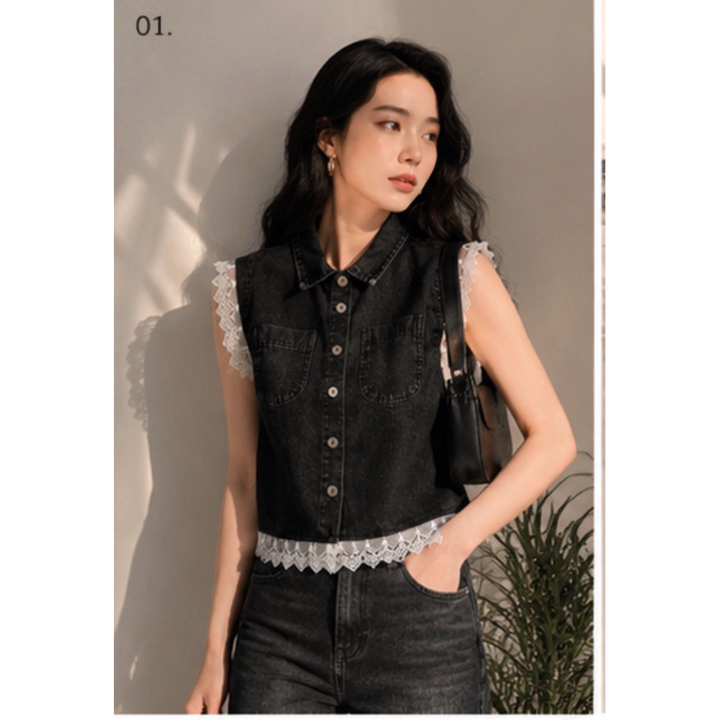 Snow Black Denim Vest