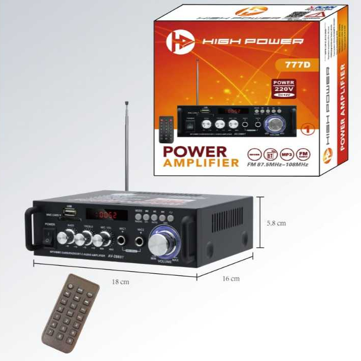 HIGH POWER Amplifier Bluetooth 777-D1 Original 12V 300W Ampli Mobil Rumah 777D1
