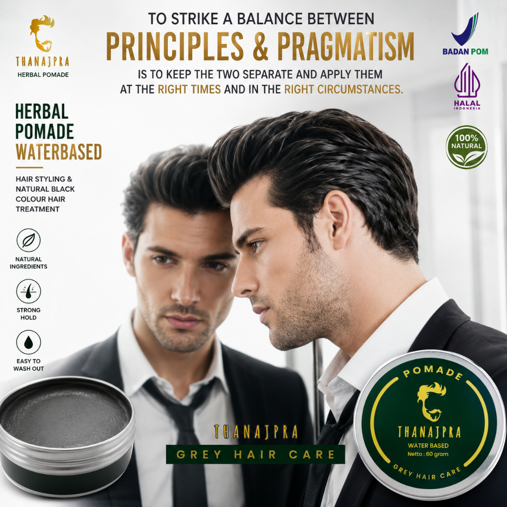 Minyak Rambut Thanajpra Pomade Waterbased - Pewarna Rambut Hitam Alami bukan Semir, Menghitamkan Uba