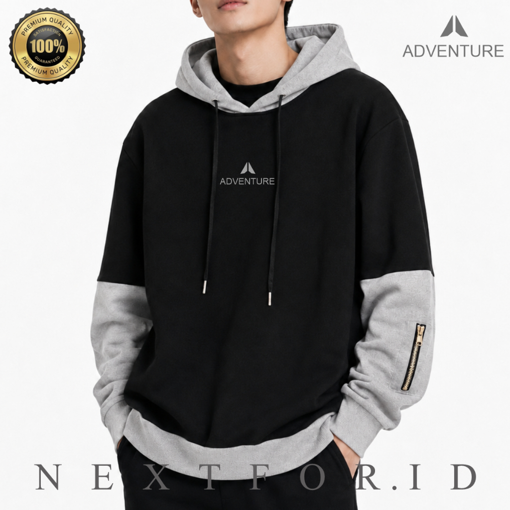Hoodie Distro Kombinasi Warna Sweater Pria Wanita Bahan Kain Tebal 280gsm - NXF6 - Kualitas Premium 