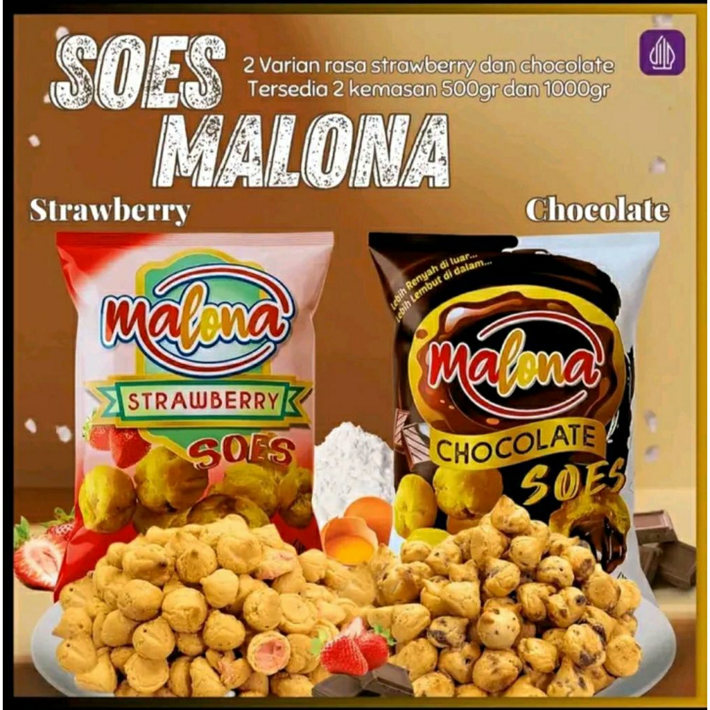 Soes malona500&1000gr - 2 pilihan Coklat&stawberry