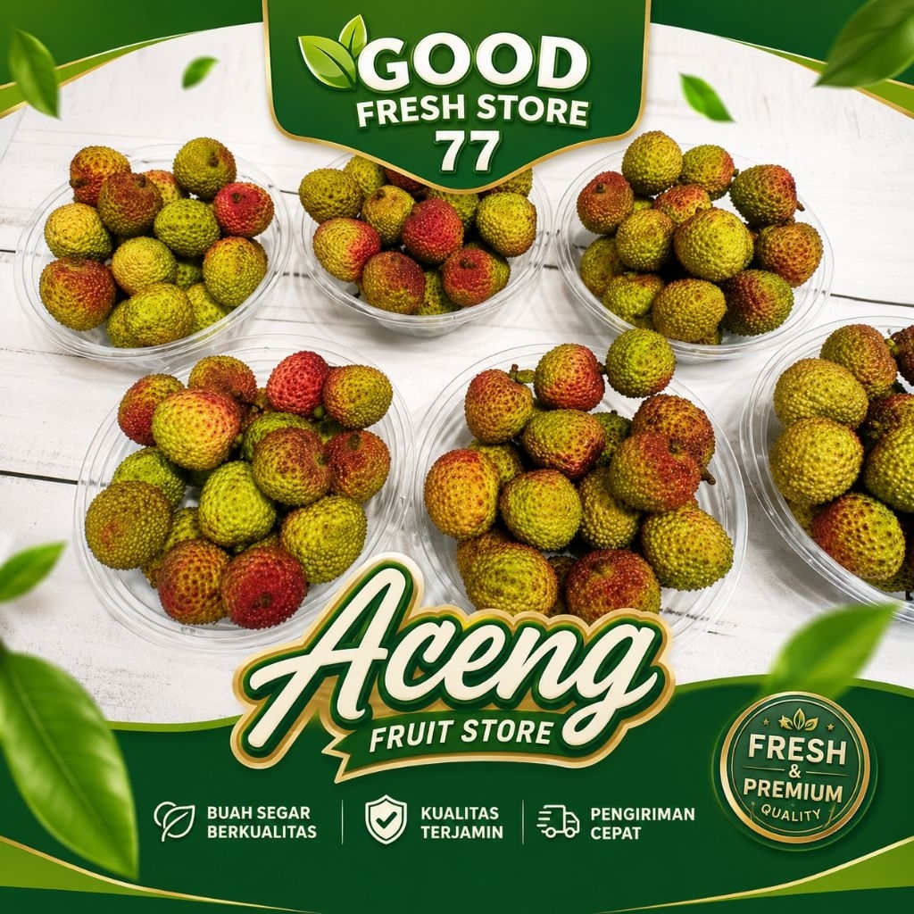 Buah leci madu hijau  import super fresh leci segar Import China 1 kg