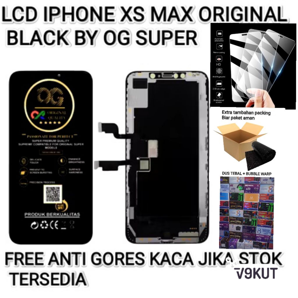 LCD IPHONE XS MAX ORIGINAL BLACK BY OG SUPER / ORI S8+ PREMIUM / MEETTOO ORIGINAL Multitouch 10 jari
