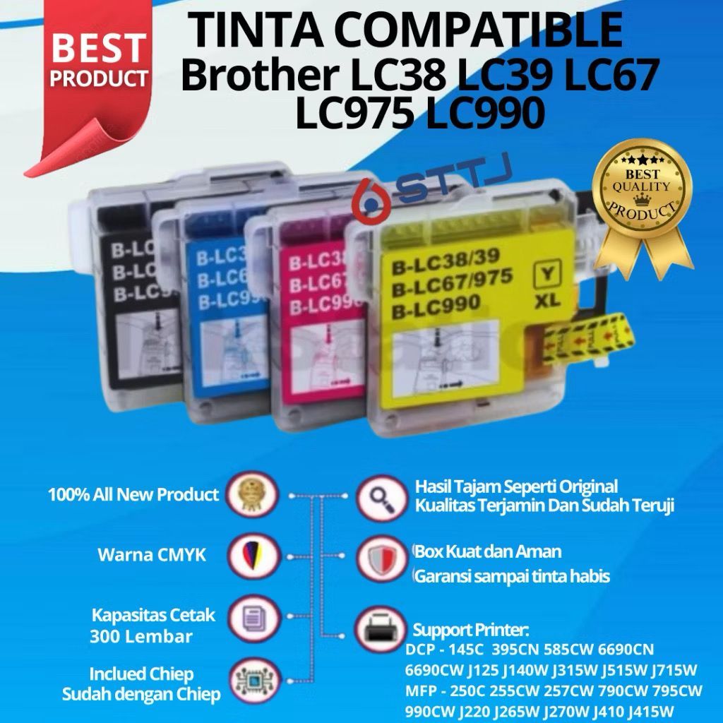 Compatibel Cartridge Tinta Brother LC38 LC39 LC67 LC975 1 SET - For DCP J125, J140W, J315W, J515W, J