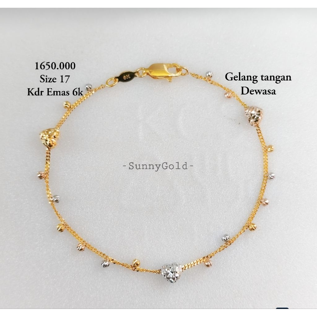 Gelang biji lada emas 375%/8k