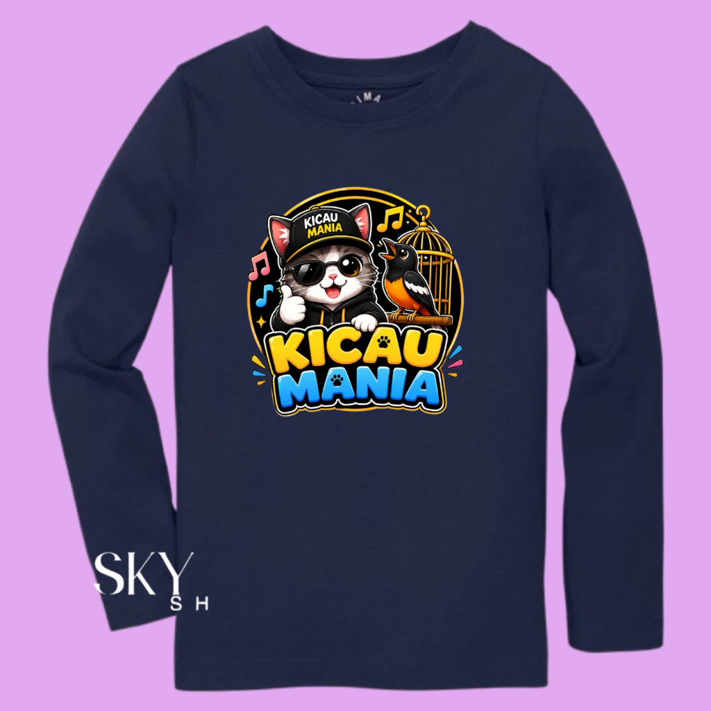 Baju Kaos Lengan Panjang Anak anak Umur 2-16 Tahun Motif Kicau Kicau Mania
