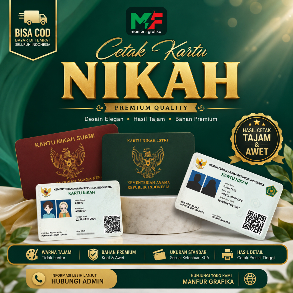 Kartu Nikah Digital PVC Tahan Gores, 1 Hari Jadi