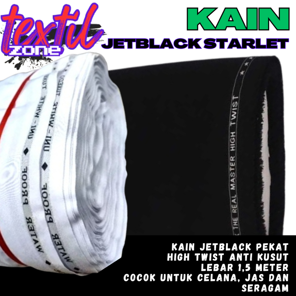 BAHAN CELANA ROK JAS METERAN KAIN JETBLACK