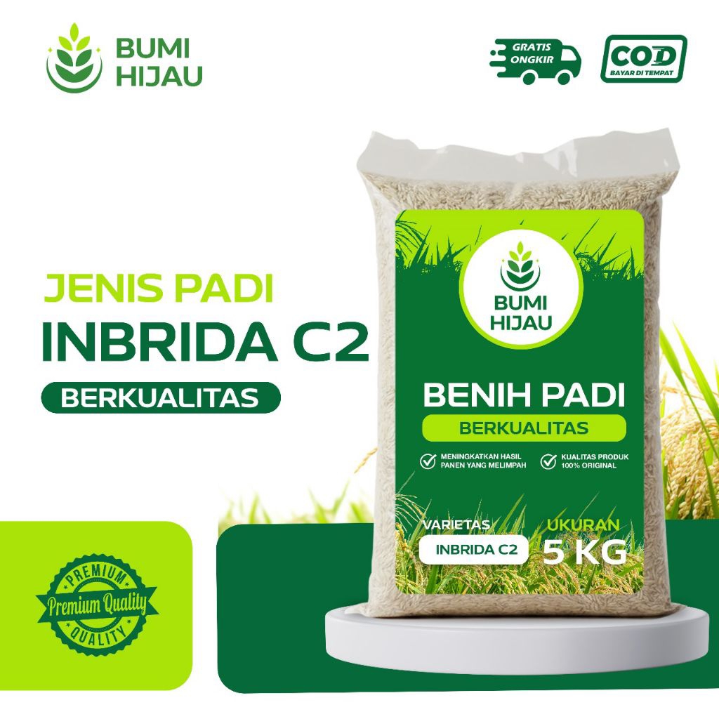 Benih padi bibit padi INBRIDA C2 kemasan 5 kg
